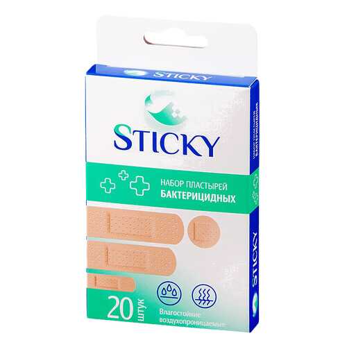 Пластырь бактерицидный Sticky влагостойкий 1,9 х 7,2 см 20 шт. в Ригла