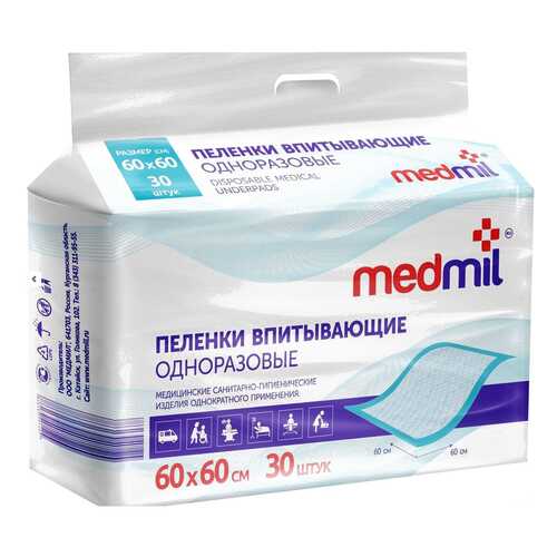 Пеленки впитывающие Medmil 60x60 см Оптима 30 шт. в Ригла