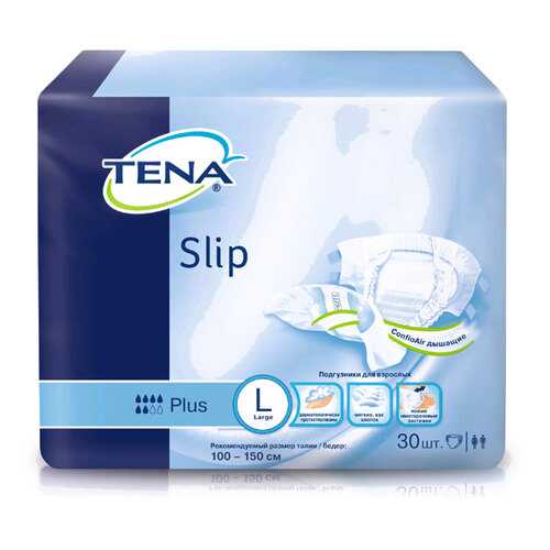 Подгузники для взрослых Tena Slip Plus L дыщащие 30 шт. в Ригла